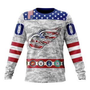 Personalized NHL Detroit Red Wings Armed Forces Appreciation Unisex Sweatshirt SWS2442