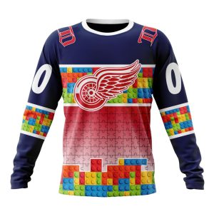 Personalized NHL Detroit Red Wings Autism Awareness Design Unisex Sweatshirt SWS2443