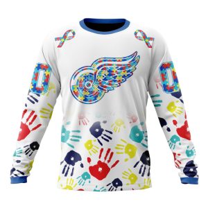 Personalized NHL Detroit Red Wings Autism Awareness Hands Design Unisex Sweatshirt SWS2444