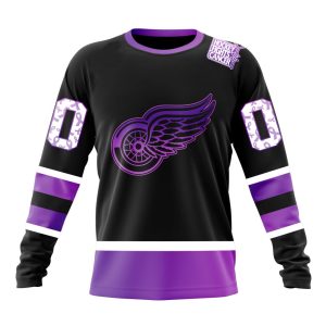 Personalized NHL Detroit Red Wings Special Black Hockey Fights Cancer Unisex Sweatshirt SWS2453