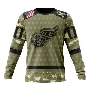 Personalized NHL Detroit Red Wings Special Camo Military Appreciation Unisex Sweatshirt SWS2455