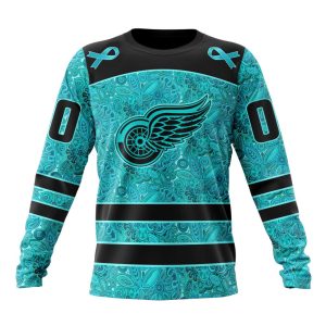 Personalized NHL Detroit Red Wings Special Design Fight Ovarian Cancer Unisex Sweatshirt SWS2459