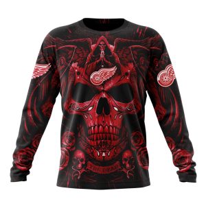 Personalized NHL Detroit Red Wings Special Design With Skull Art Unisex Sweatshirt SWS2462