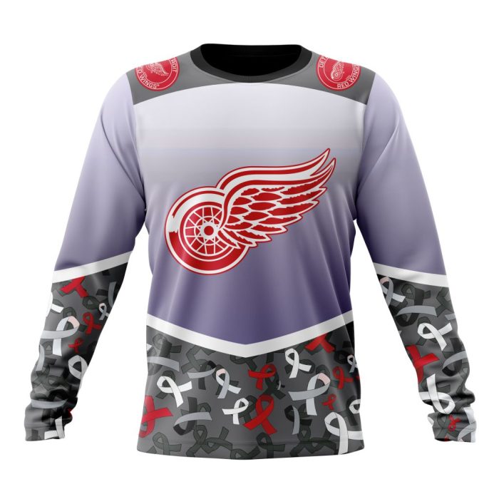 Personalized NHL Detroit Red Wings Specialized Sport Fights Again All Cancer Unisex Sweatshirt SWS2489