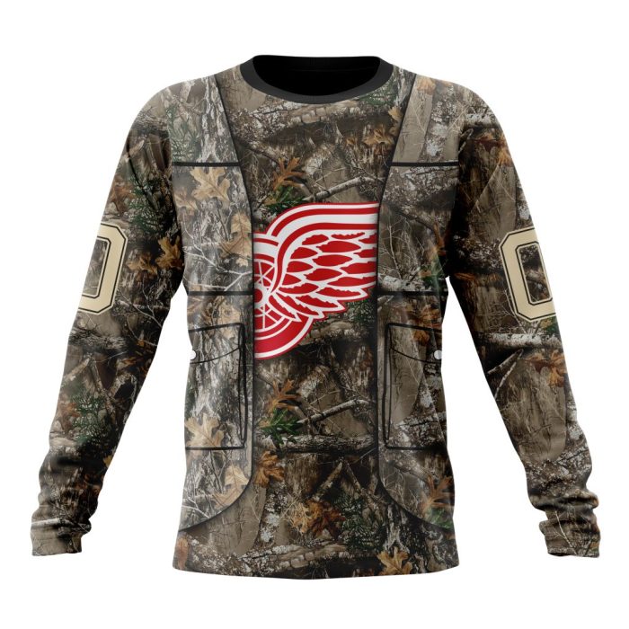 Personalized NHL Detroit Red Wings Vest Kits With Realtree Camo Unisex Sweatshirt SWS2494