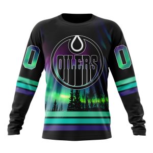 Personalized NHL Edmonton Oilers Special Design With Northern Lights Unisex Sweatshirt SWS2519