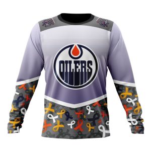 Personalized NHL Edmonton Oilers Specialized Sport Fights Again All Cancer Unisex Sweatshirt SWS2546