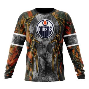 Personalized NHL Edmonton Oilers With Camo Concepts For Hungting In Forest Unisex Sweatshirt SWS2552