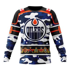 Personalized NHL Edmonton Oilers With Camo Team Color And Military Force Logo Unisex Sweatshirt SWS2553