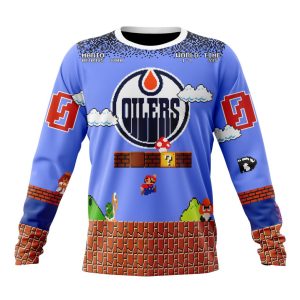 Personalized NHL Edmonton Oilers With Super Mario Game Design Unisex Sweatshirt SWS2555