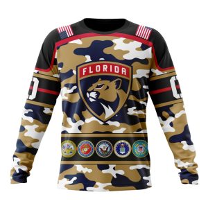 Personalized NHL Florida Panthers With Camo Team Color And Military Force Logo Unisex Sweatshirt SWS2611