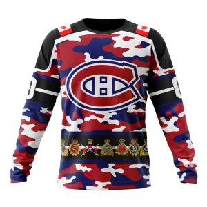 Personalized NHL Montreal Canadiens With Camo Team Color And Military Force Logo Unisex Sweatshirt SWS2786