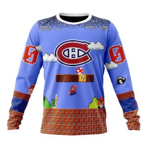 Personalized NHL Montreal Canadiens With Super Mario Game Design Unisex Sweatshirt SWS2788