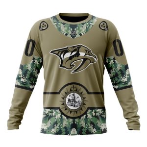 Personalized NHL Nashville Predators Military Camo With City Or State Flag Unisex Sweatshirt SWS2800