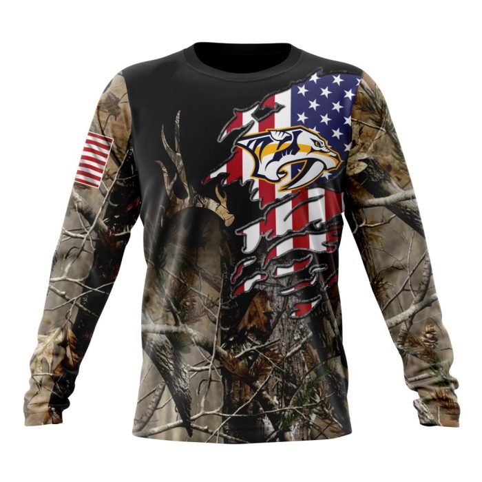 Personalized NHL Nashville Predators Special Camo Realtree Hunting Unisex Sweatshirt SWS2804