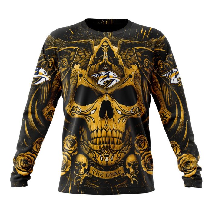 Personalized NHL Nashville Predators Special Design With Skull Art Unisex Sweatshirt SWS2811