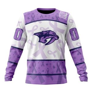 Personalized NHL Nashville Predators Special Lavender Hockey Fights Cancer Unisex Sweatshirt SWS2812