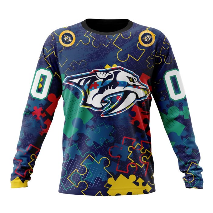 Personalized NHL Nashville Predators Specialized Fearless Against Autism Unisex Sweatshirt SWS2829