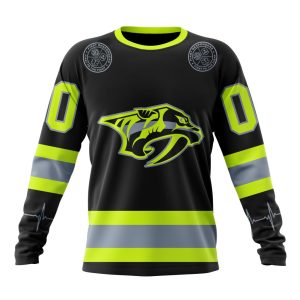 Personalized NHL Nashville Predators Specialized Unisex Kits With FireFighter Uniforms Color Unisex Sweatshirt SWS2838