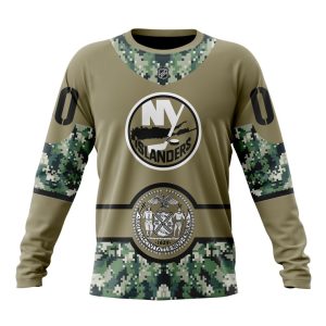 Personalized NHL New York Islanders Military Camo With City Or State Flag Unisex Sweatshirt SWS2915