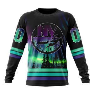 Personalized NHL New York Islanders Special Design With Northern Lights Unisex Sweatshirt SWS2926