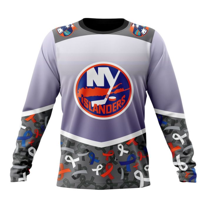 Personalized NHL New York Islanders Specialized Sport Fights Again All Cancer Unisex Sweatshirt SWS2953