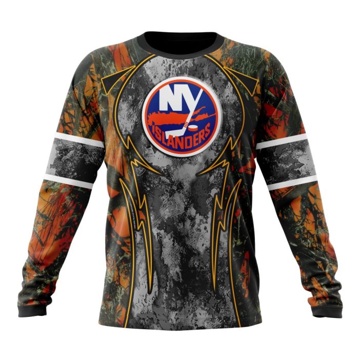 Personalized NHL New York Islanders With Camo Concepts For Hungting In Forest Unisex Sweatshirt SWS2959