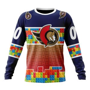 Personalized NHL Ottawa Senators Autism Awareness Design Unisex Sweatshirt SWS3023