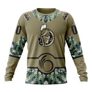Personalized NHL Ottawa Senators Military Camo With City Or State Flag Unisex Sweatshirt SWS3031