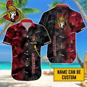 Personalized NHL Ottawa Senators Palm Leafs Hawaiian Design Button Shirt HWS0795