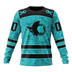 Personalized NHL Ottawa Senators Special Design Fight Ovarian Cancer Unisex Sweatshirt SWS3040