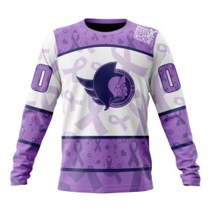 Personalized NHL Ottawa Senators Special Lavender Hockey Fights Cancer Unisex Sweatshirt SWS3045