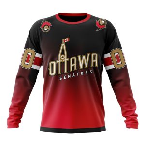 Personalized NHL Ottawa Senators Special Retro Gradient Design Unisex Sweatshirt SWS3051