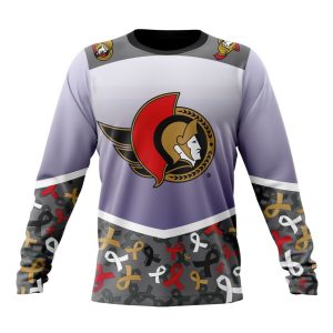 Personalized NHL Ottawa Senators Specialized Sport Fights Again All Cancer Unisex Sweatshirt SWS3069