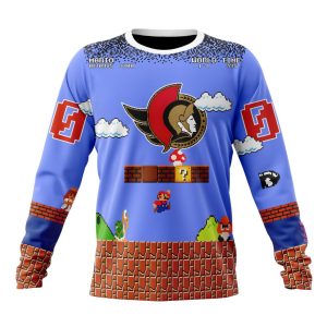 Personalized NHL Ottawa Senators With Super Mario Game Design Unisex Sweatshirt SWS3078