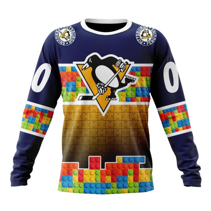 Personalized NHL Pittsburgh Penguins Autism Awareness Design Unisex Sweatshirt SWS3139