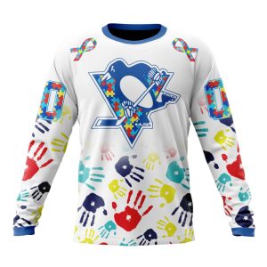 Personalized NHL Pittsburgh Penguins Autism Awareness Hands Design Unisex Sweatshirt SWS3140