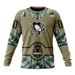 Personalized NHL Pittsburgh Penguins Military Camo With City Or State Flag Unisex Sweatshirt SWS3149