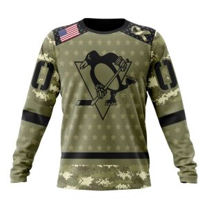 Personalized NHL Pittsburgh Penguins Special Camo Military Appreciation Unisex Sweatshirt SWS3153