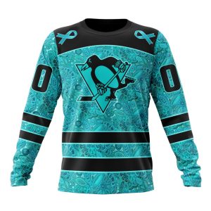 Personalized NHL Pittsburgh Penguins Special Design Fight Ovarian Cancer Unisex Sweatshirt SWS3158