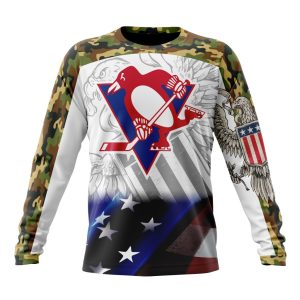 Personalized NHL Pittsburgh Penguins Specialized Design With Our America Eagle Flag Unisex Sweatshirt SWS3176