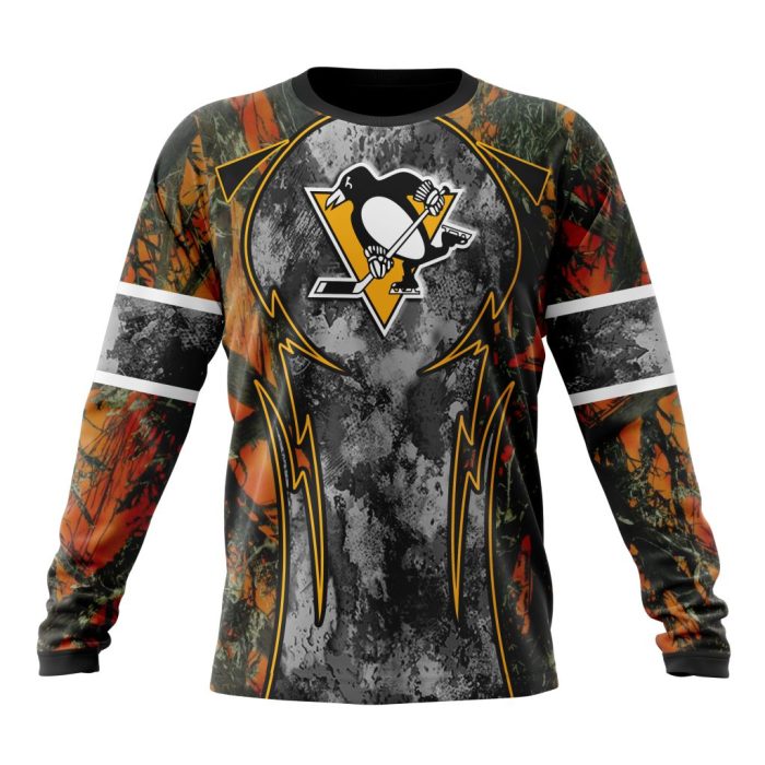 Personalized NHL Pittsburgh Penguins With Camo Concepts For Hungting In Forest Unisex Sweatshirt SWS3195