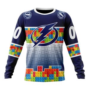 Personalized NHL Tampa Bay Lightning Autism Awareness Design Unisex Sweatshirt SWS3382