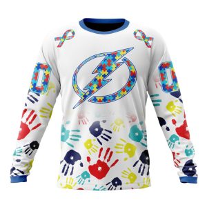 Personalized NHL Tampa Bay Lightning Autism Awareness Hands Design Unisex Sweatshirt SWS3383