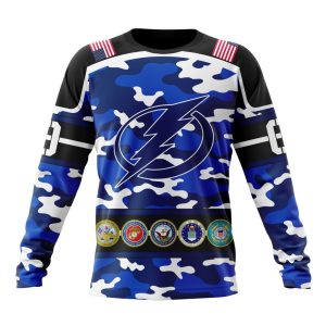 Personalized NHL Tampa Bay Lightning With Camo Team Color And Military Force Logo Unisex Sweatshirt SWS3436