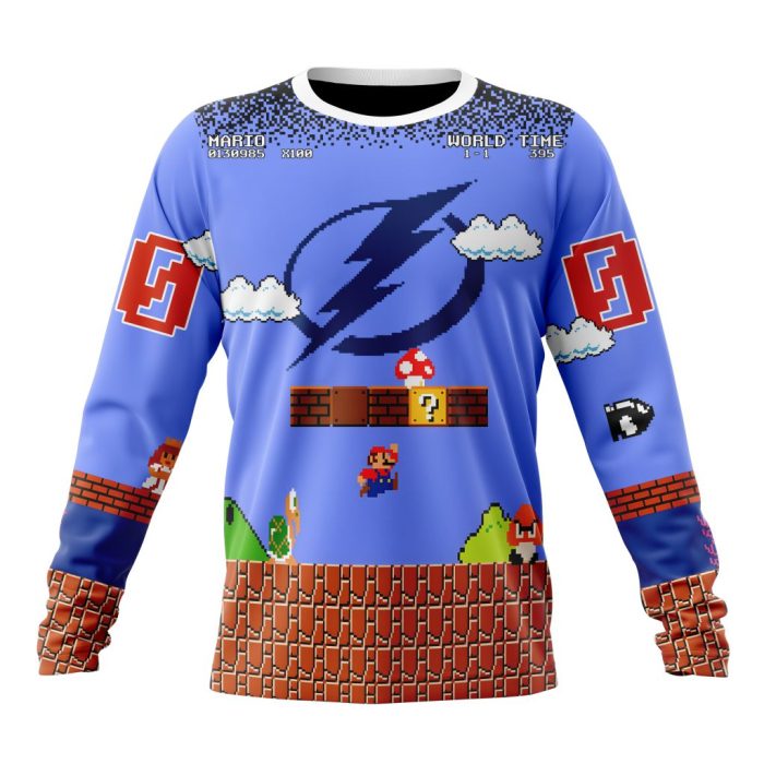Personalized NHL Tampa Bay Lightning With Super Mario Game Design Unisex Sweatshirt SWS3438