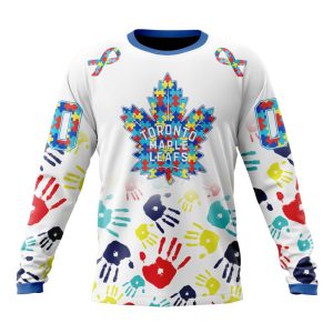 Personalized NHL Toronto Maple Leafs Autism Awareness Hands Design Unisex Sweatshirt SWS3443