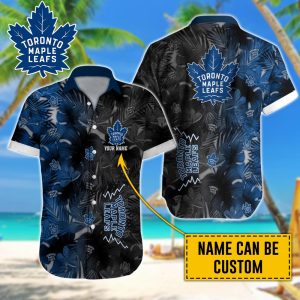 Personalized NHL Toronto Maple Leafs Palm Leafs Hawaiian Design Button Shirt HWS0800