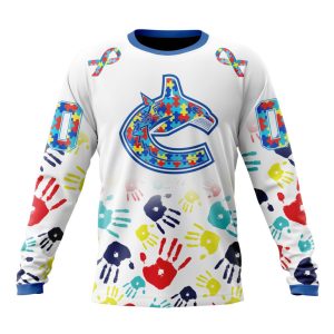 Personalized NHL Vancouver Canucks Autism Awareness Hands Design Unisex Sweatshirt SWS3500