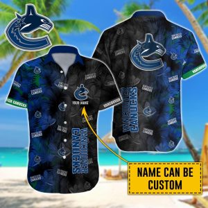 Personalized NHL Vancouver Canucks Palm Leafs Hawaiian Design Button Shirt HWS0801